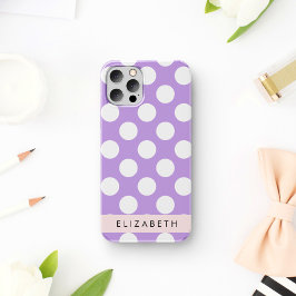 Funda Para iPhone 16 Lunares Morados, Patrón de Lunares, Tu Nombre