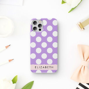 Funda Para iPhone 16 Lunares Morados, Patrón de Lunares, Tu Nombre