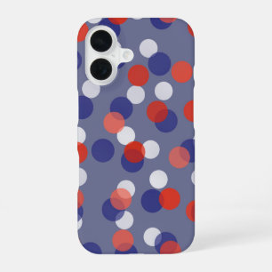 Funda Para iPhone 16 lunares rojos, blancos y azules