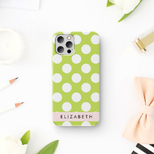 Funda Para iPhone 16 Lunares Verdes, Patrón de Lunares, Tu Nombre