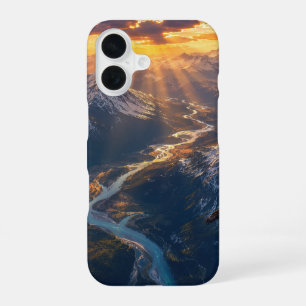 Funda Para iPhone 16 Luz dorada sobre el río alpino001