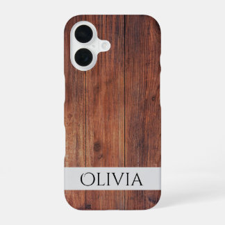 Funda Para iPhone 16 madera oscura y personalizada moderna