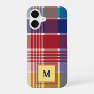 Funda Para iPhone 16 Madrás Monograma de las Islas Vírgenes de Estados 
