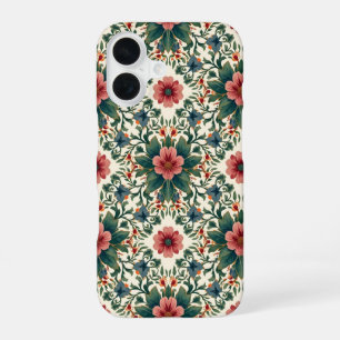 Funda Para iPhone 16 Magia de flores boho - en tonos verdes y rosados