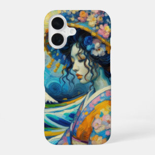 Funda Para iPhone 16 Maiko Geisha Oriental Kanagawa olas Van Gogh mix