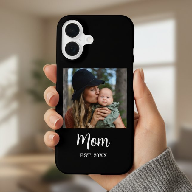 Funda Para iPhone 16 Mamá Estableció Foto con Letra Negra (Subido por el creador)
