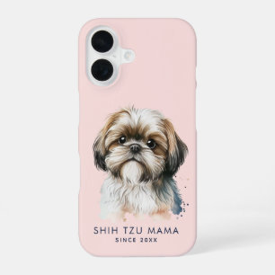 Funda Para iPhone 16 Mamá Shih Tzu linda Rosa