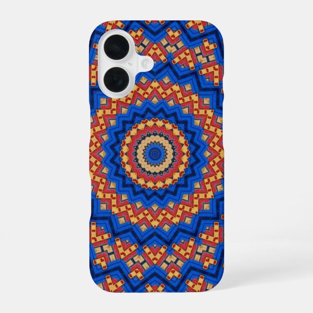 Funda Para iPhone 16 Mándala naranja azul (Reverso )
