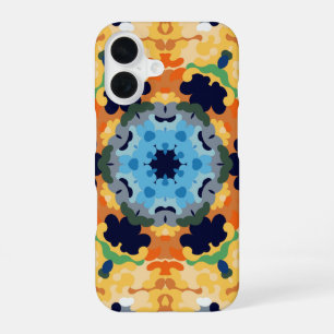 Funda Para iPhone 16 Mandalá Retro Amarillo Azul y Naranja