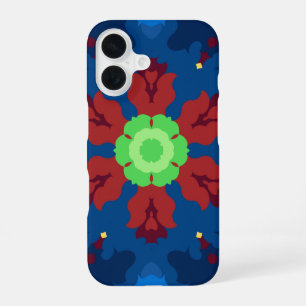 Funda Para iPhone 16 Mandalá Retro Azul Rojo y Verde