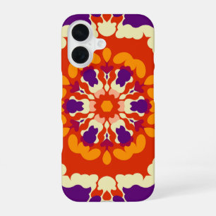 Funda Para iPhone 16 Mandalá Retro Púrpura Rojo y Naranja