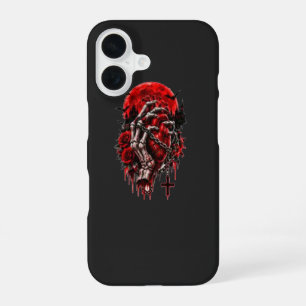 Funda Para iPhone 16 Manos de esqueleto gótico rosas rojas Halloween ho