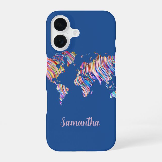Funda Para iPhone 16 Mapa del mundo multicolor (Reverso )