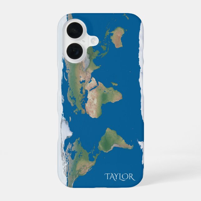 Funda Para iPhone 16 Mapa Mundial – Personalizado  (Reverso )
