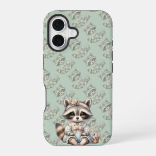 Funda Para iPhone 16 Mapache Cottagecore Vestido Vintage Pastel
