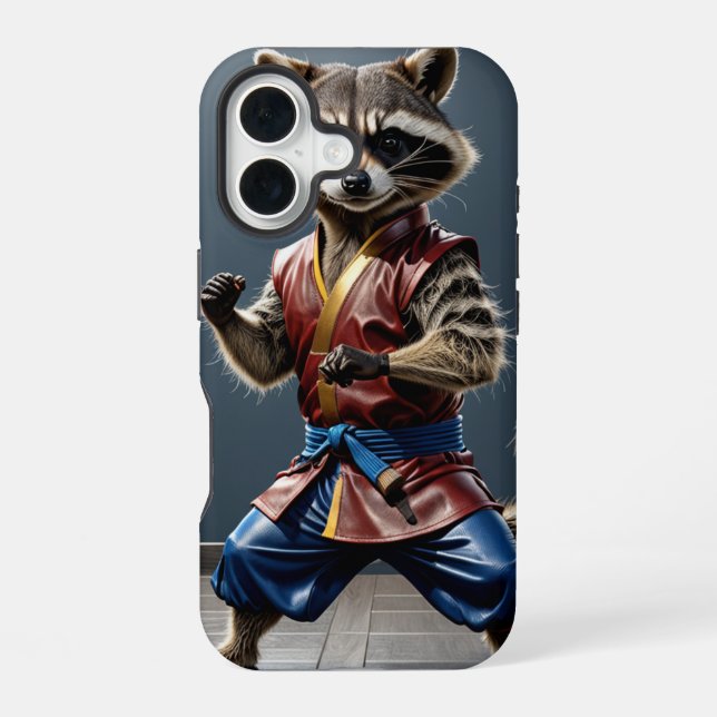 Funda Para iPhone 16 Mapache kung fu (Reverso )