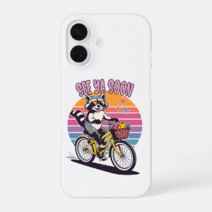 Funda Para iPhone 16 Mapache Vintage en Bicicleta Nos Vemos Pronto Atar