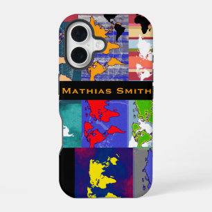 Funda Para iPhone 16 mapas-mundiales geográficos coloridos mezclados