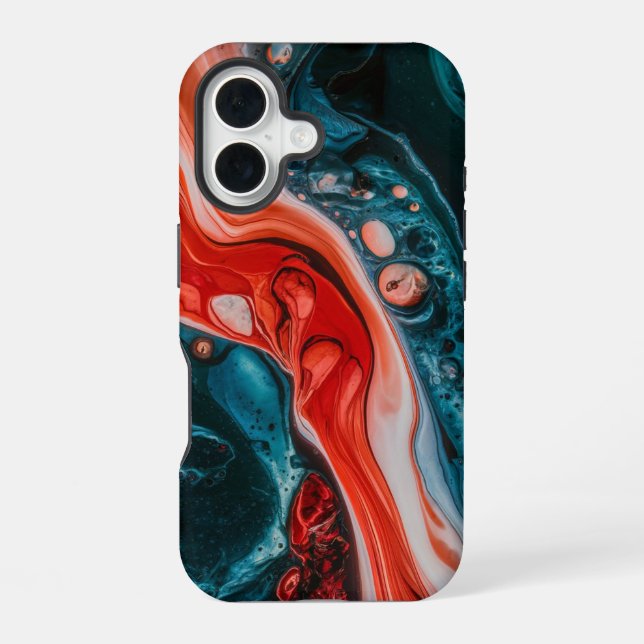 Funda Para iPhone 16 Marea Carmesí Abstracto (Reverso )