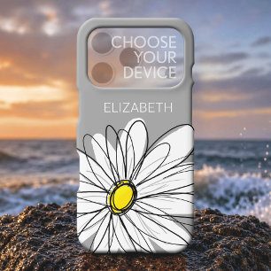 Funda Para iPhone 16 Margarita floral de moda con nombre personalizado