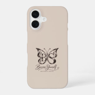 Funda Para iPhone 16 Mariposa de Oro Rosa Estético Tostada Almendra
