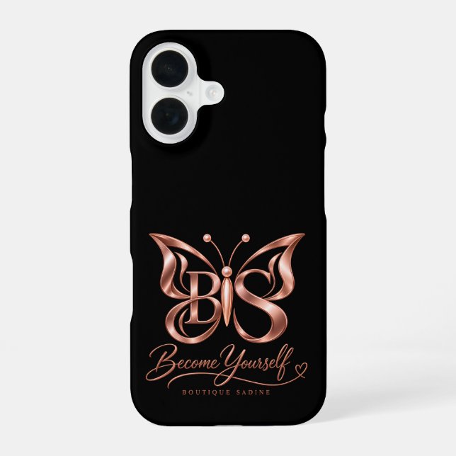 Funda para iPhone 16 Mariposa Dorado Rosa Estético (Reverso )
