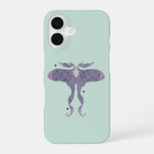 Funda Para iPhone 16 Mariposa nocturna morada caprichosa con destellos 