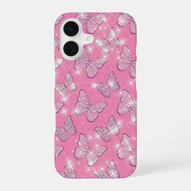 Funda Para iPhone 16 Mariposa Rosa (Reverso )