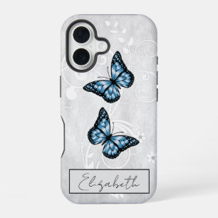Funda Para iPhone 16 Mariposas Azules Brillantes