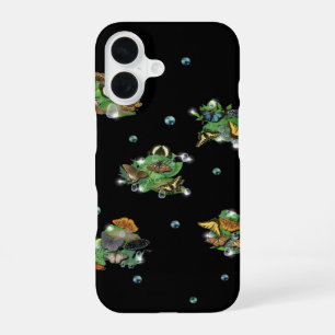Funda Para iPhone 16 Mariposas con gotas de lluvia de hoja estrellas y