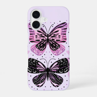 Funda Para iPhone 16 Mariposas negras, rosadas, moradas
