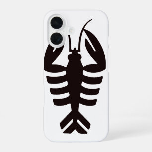 Funda Para iPhone 16 Mariscos Art Deco Vintage, Langosta en Negro