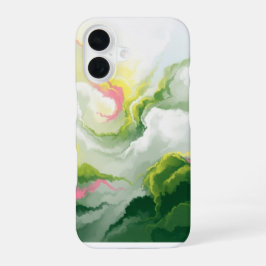 Funda Para iPhone 16 Mármol abstracto esmeralda y rosa