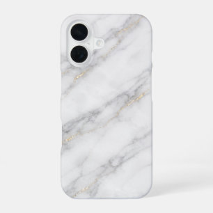 Funda Para iPhone 16 Mármol Blanco Carrara con Veteado de Oro Champán