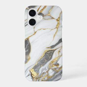 Funda Para iPhone 16 Mármol blanco y dorado elegante