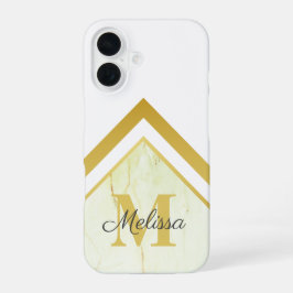 Funda Para iPhone 16 Mármol geométrico monográfico de oro