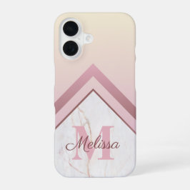 Funda Para iPhone 16 Mármol geométrico monograma de oro de Rosa Girona