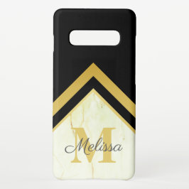 Funda Para iPhone 16 Mármol geométrico monograma de oro negro