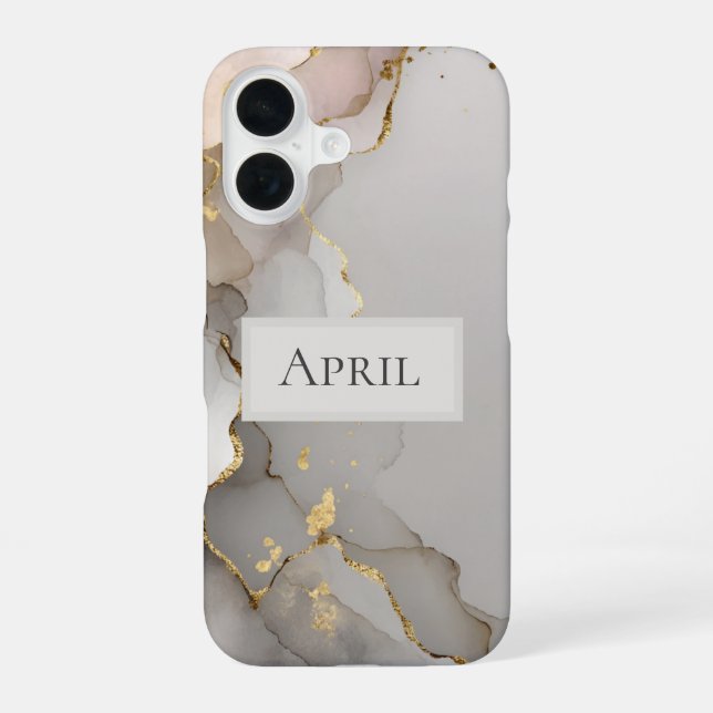 Funda Para iPhone 16 Mármol Neutro y Dorado  (Reverso )