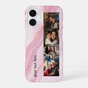Funda Para iPhone 16 Mármol rosa femenino 4 fotos
