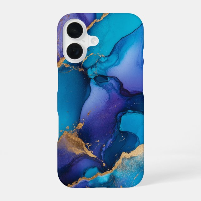 Funda Para iPhone 16 Mármol Teal Zafiro de Lujo Azure Royale (Reverso )