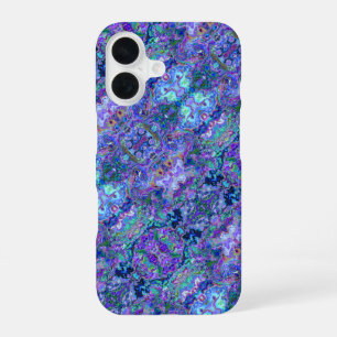 Funda Para iPhone 16 Marmolado de geoda abstracto en colores de pavo re