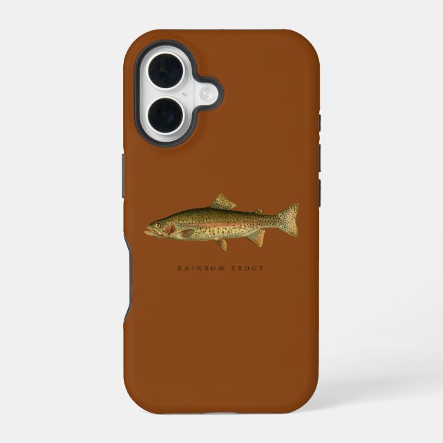 Funda para iPhone 16 marrón silla de trucha arcoír (Reverso )