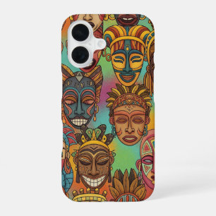 FUNDA PARA iPhone 16 MÁSCARA TRIBAL AFRICANA