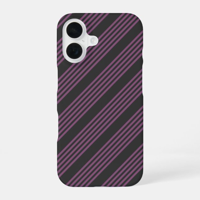 Funda Para iPhone 16 Mauve púrpura y carbón vegetal de cinco rayas (Reverso )