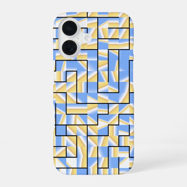 Funda Para iPhone 16 Maze azul y amarillo (Reverso )