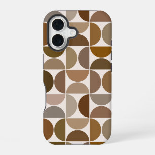 Funda Para iPhone 16 MCM Semicírculos Marrones+Crema Patrón Grande