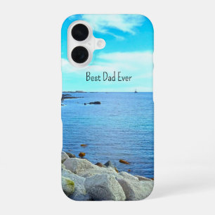 Funda Para iPhone 16 Mejor Papá del Mundo Foto de Océano Azul Cielo Azu