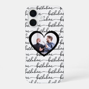 Funda Para iPhone 16 Mejor Papá del Mundo Script Foto Blanco Negro
