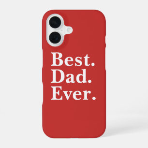 Funda Para iPhone 16 Mejor Papá nunca Blanco tipografía sobre rojo
